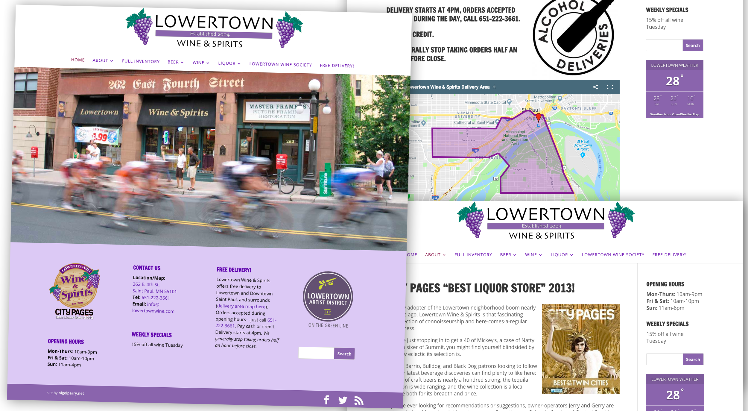 Lowertown Wine & Spirits website design