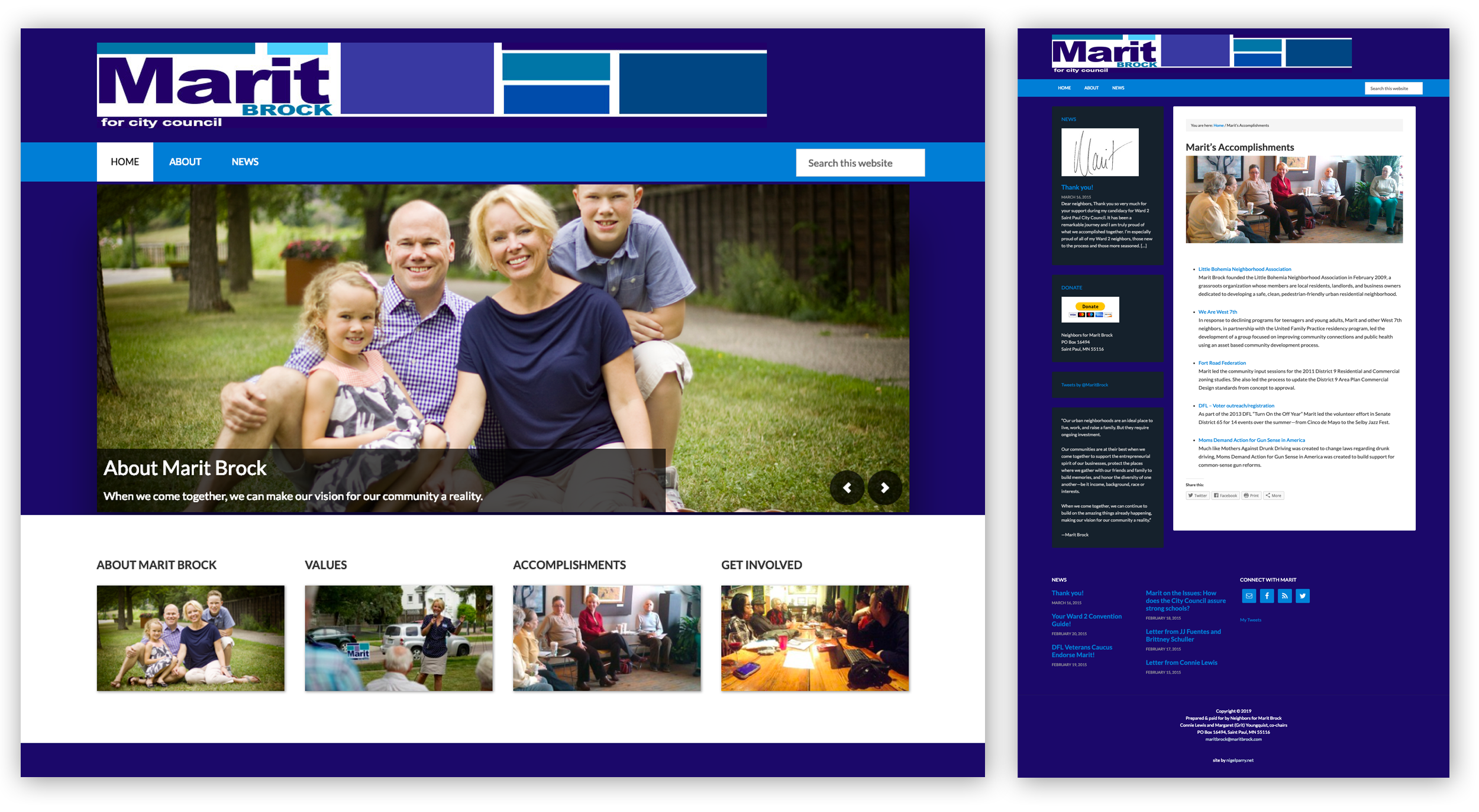 Marit Brock for City Council website design